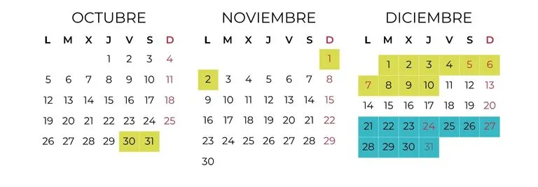 calendario 2026 cuarto trimestre alquiler autocaravanas