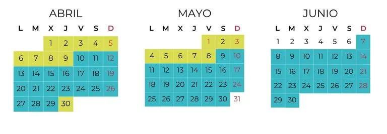 calendario 2026 segundo trimestre alquiler autocaravanas